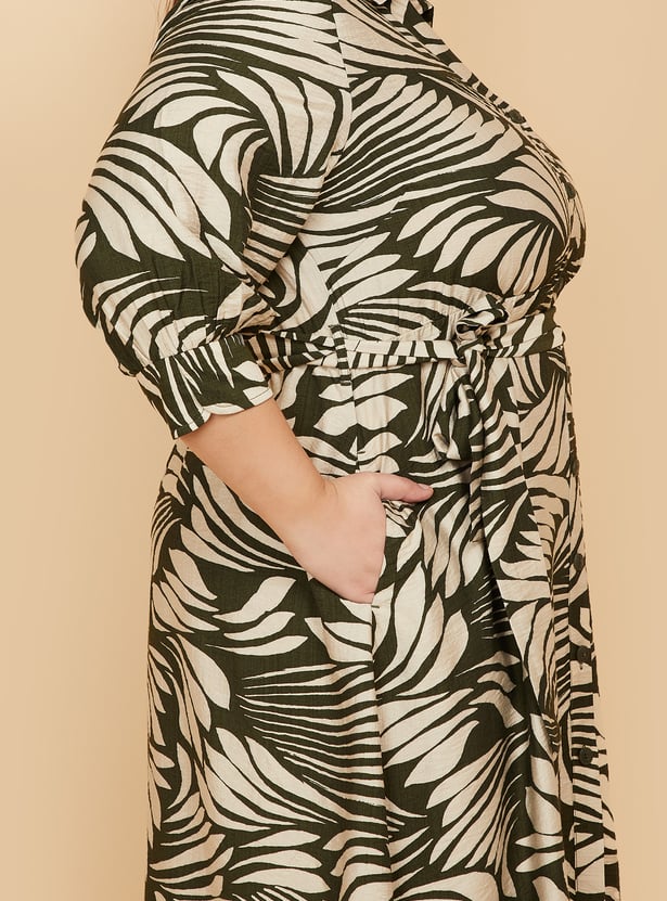 Women Printed A-line Shirt Dress