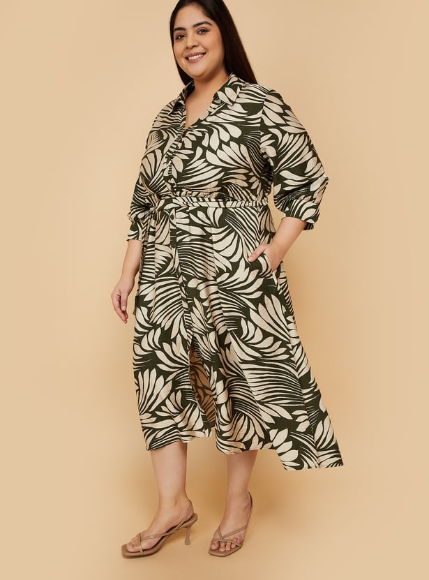 Women Printed A-line Shirt Dress