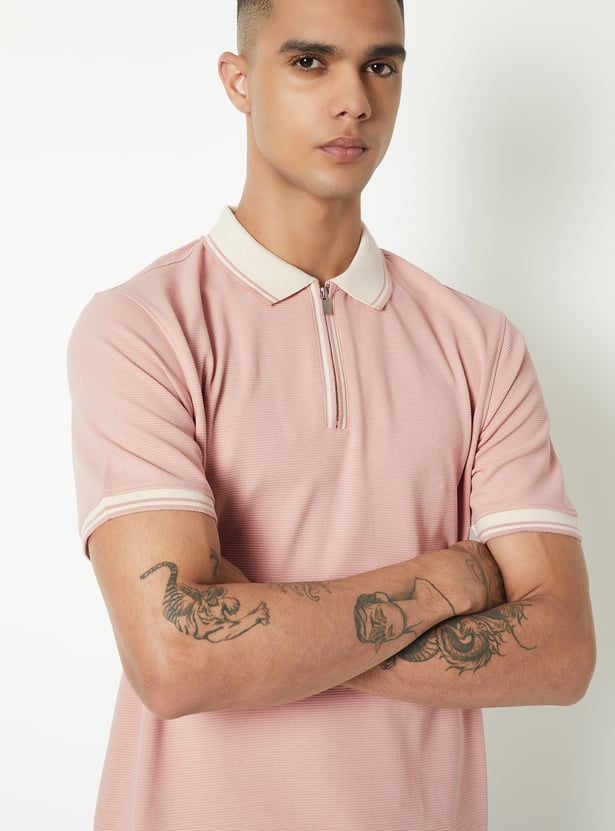 Men Textured Polo T-shirt