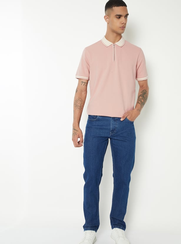 Men Textured Polo T-shirt