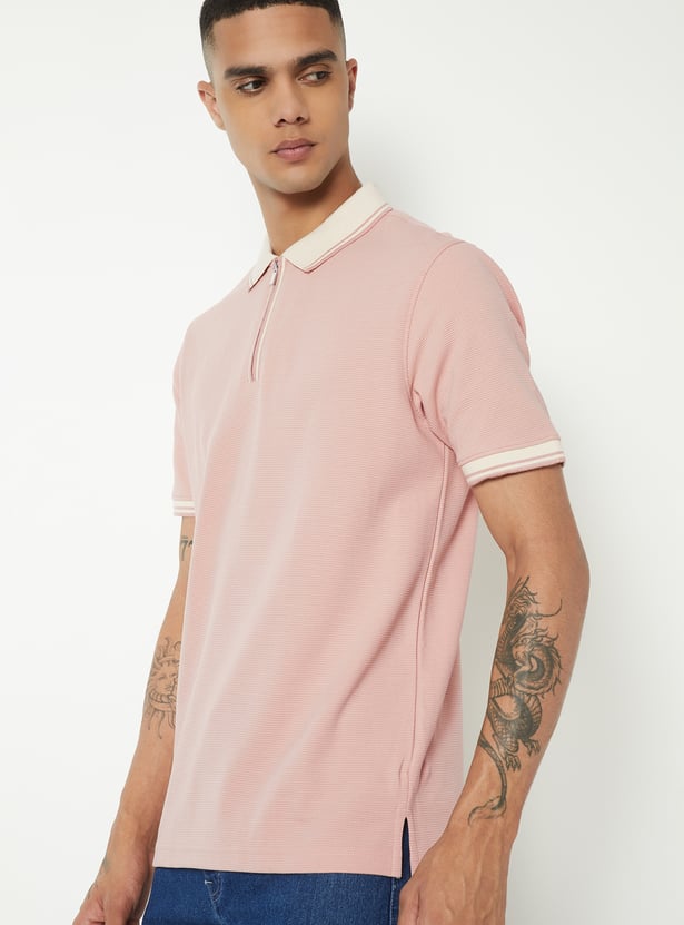 Men Textured Polo T-shirt