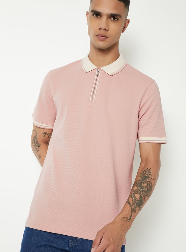 Men Textured Polo T-shirt