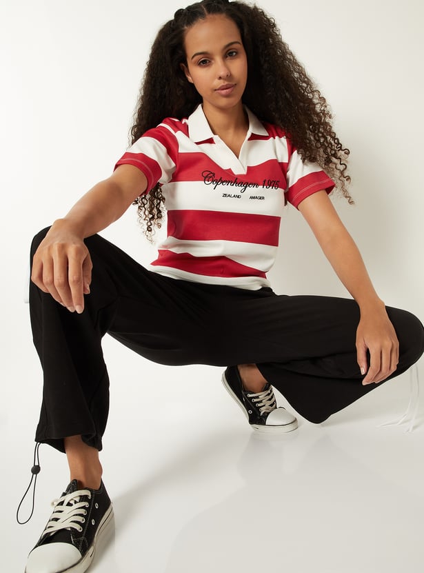 Women Striped Athleisure T-shirt