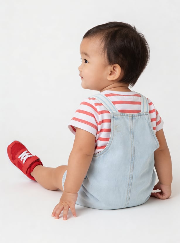 Boys Washed Denim Dungaree with T-shirt