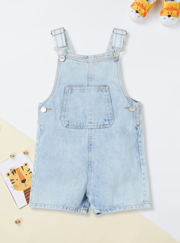 Boys Washed Denim Dungaree with T-shirt