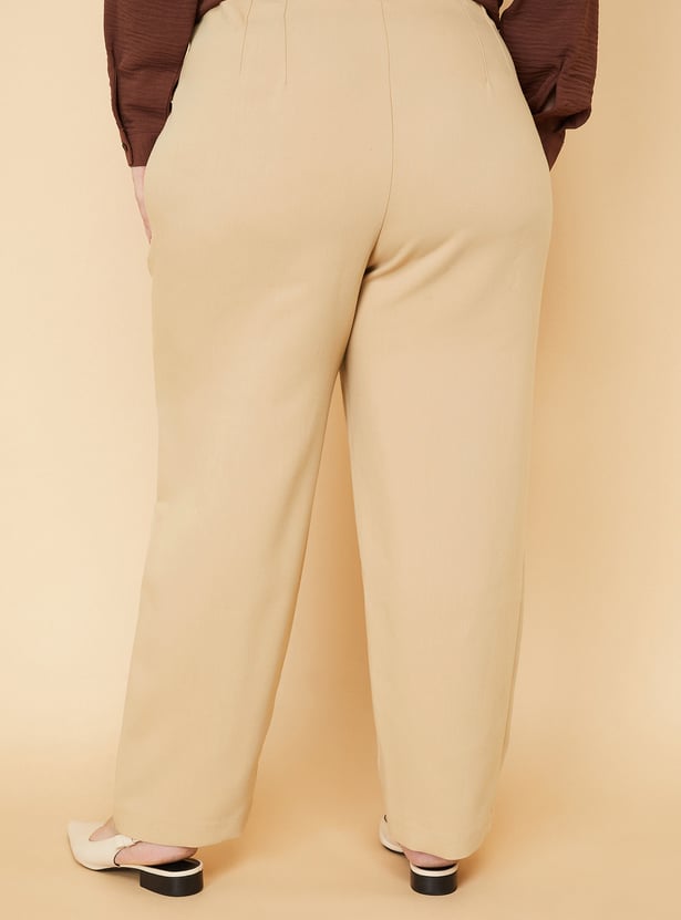 Women Solid Straight Trousers