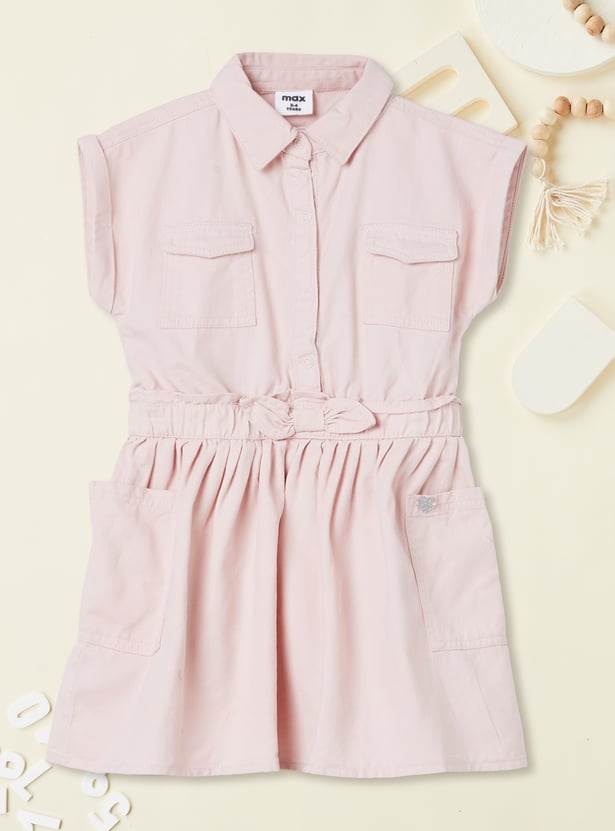 Girls Solid A-line Dress