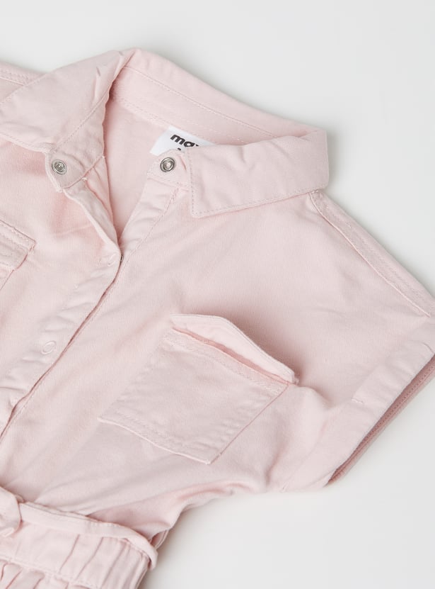 Girls Solid A-line Dress