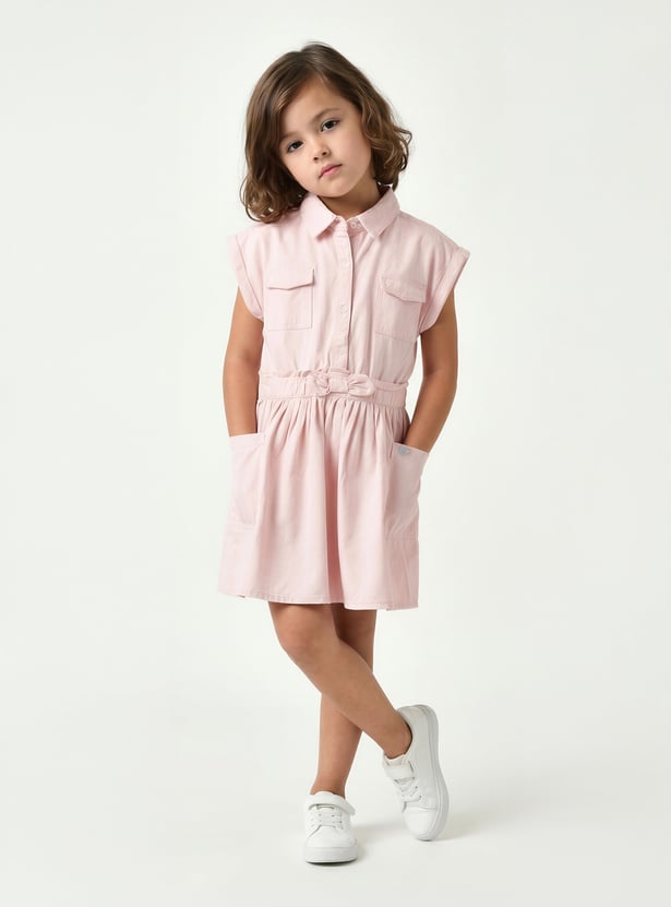 Girls Solid A-line Dress