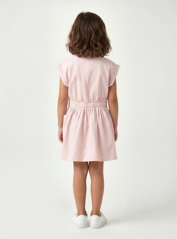 Girls Solid A-line Dress