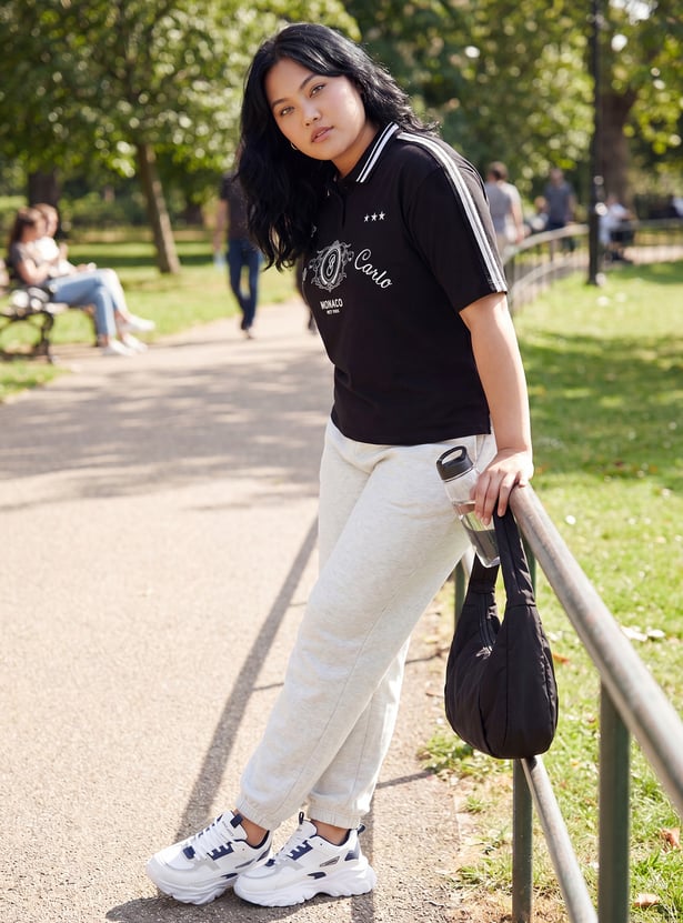 Women Athleisure Printed Polo T-shirt
