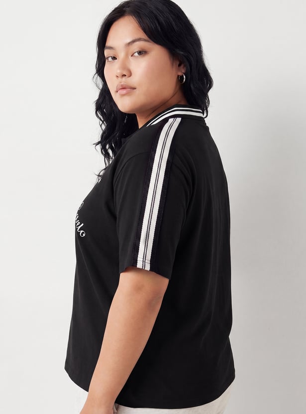 Women Athleisure Printed Polo T-shirt