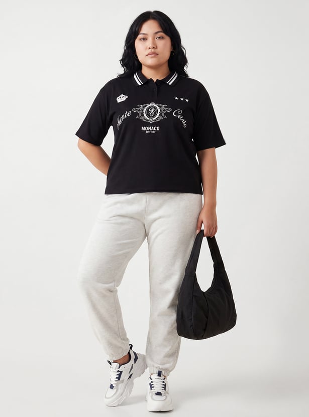 Women Athleisure Printed Polo T-shirt
