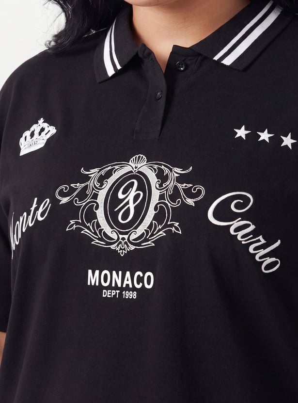 Women Athleisure Printed Polo T-shirt