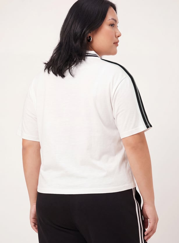 Women Athleisure Printed Polo T-shirt