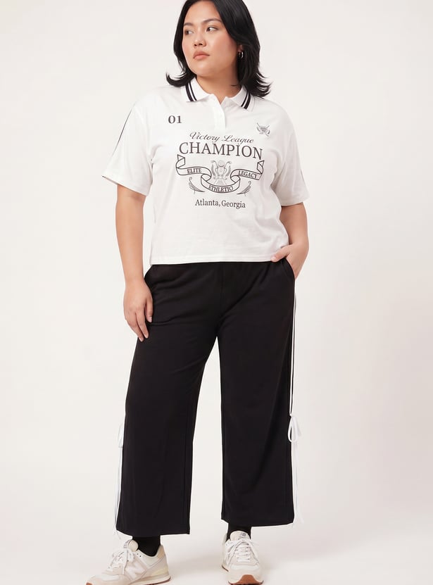 Women Athleisure Printed Polo T-shirt
