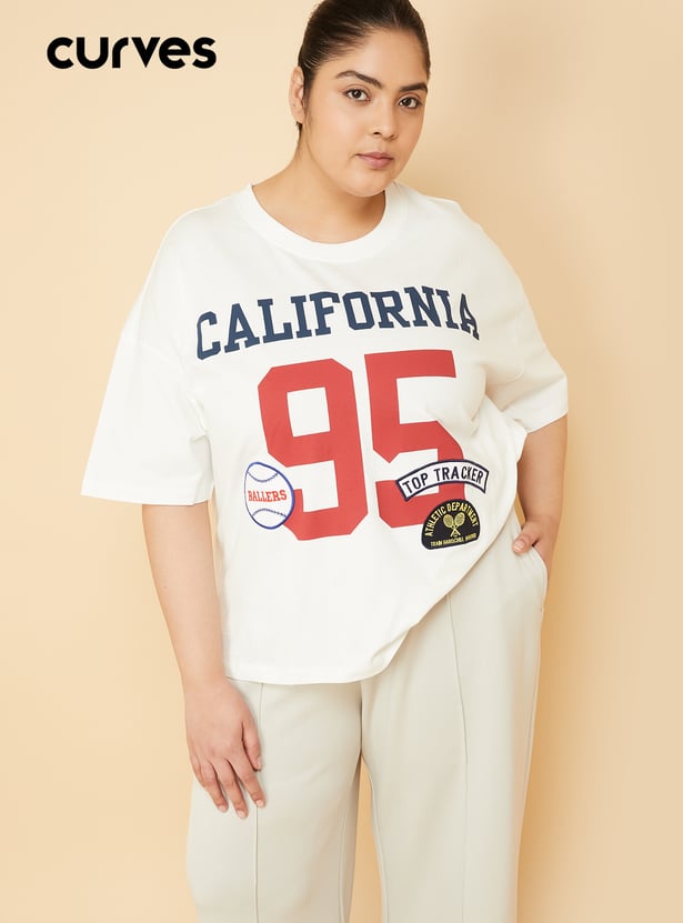 Women Printed Boxy Fit Sports T-shirt