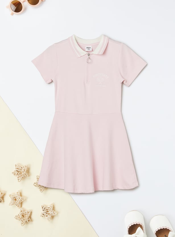 Girls Solid Skater Dress