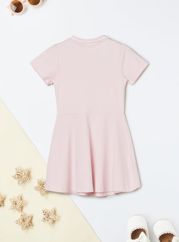 Girls Solid Skater Dress