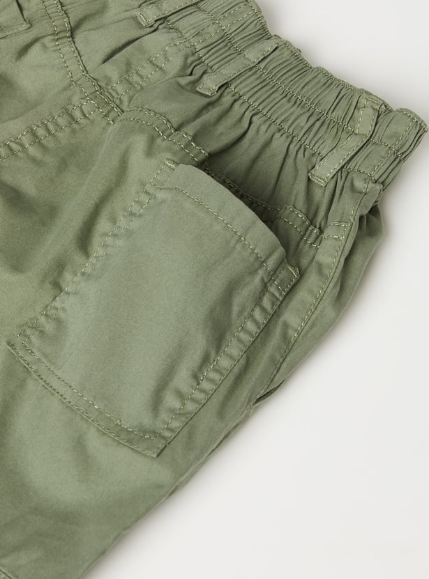 Girls Solid Relaxed Fit Cargos