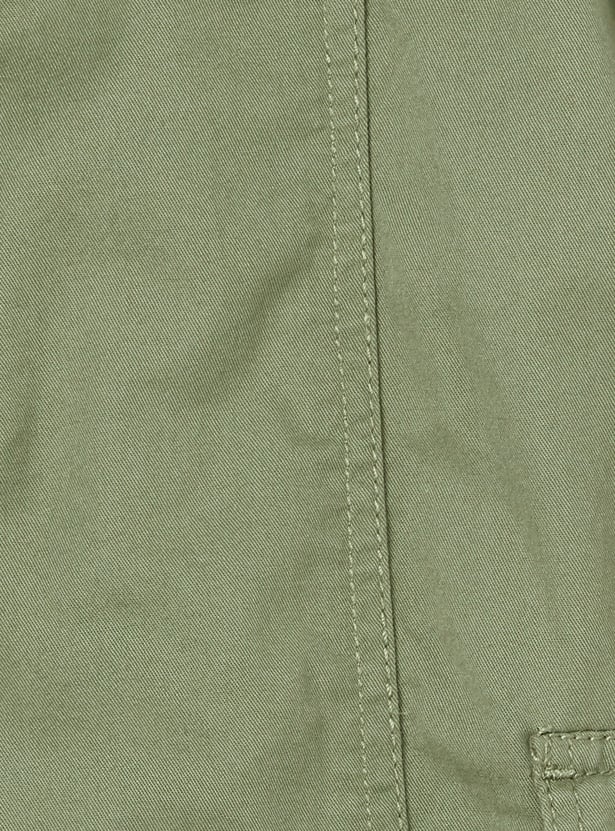 Girls Solid Relaxed Fit Cargos