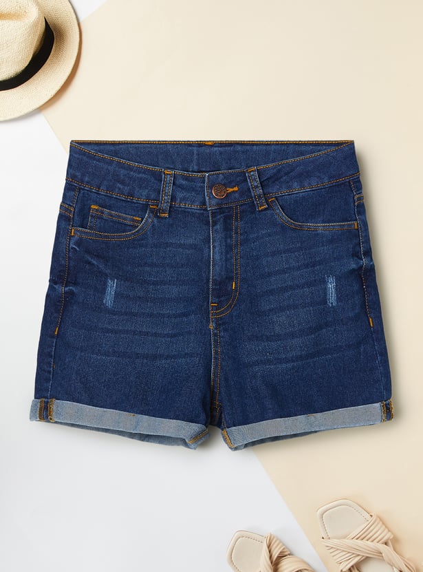 Girls Distressed Denim Shorts