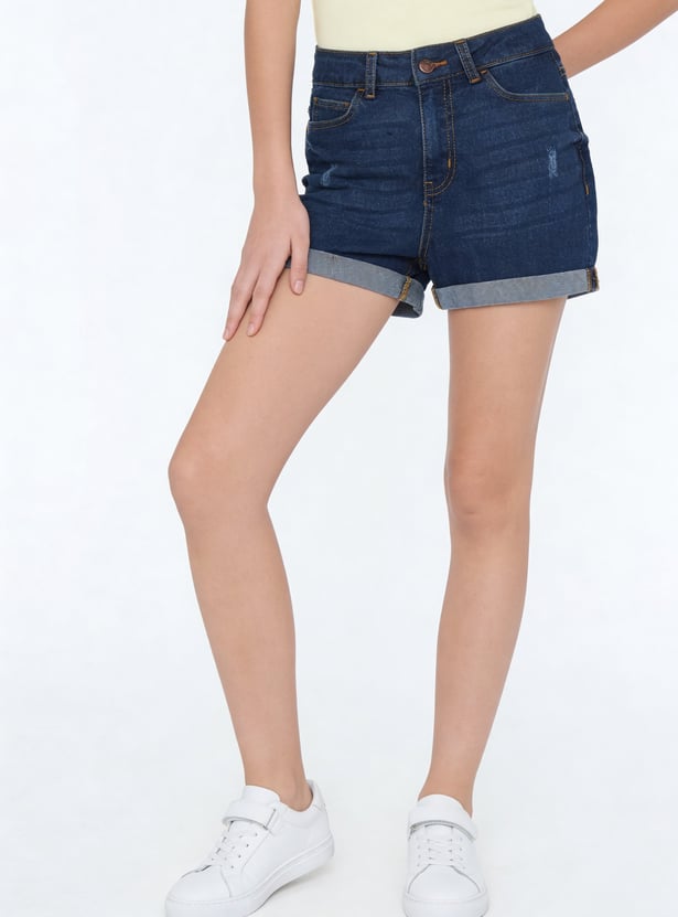 Girls Distressed Denim Shorts