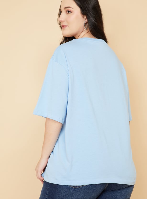 ALAYA F X URB_N Women Lilo & Stitch Print Oversized T-shirt