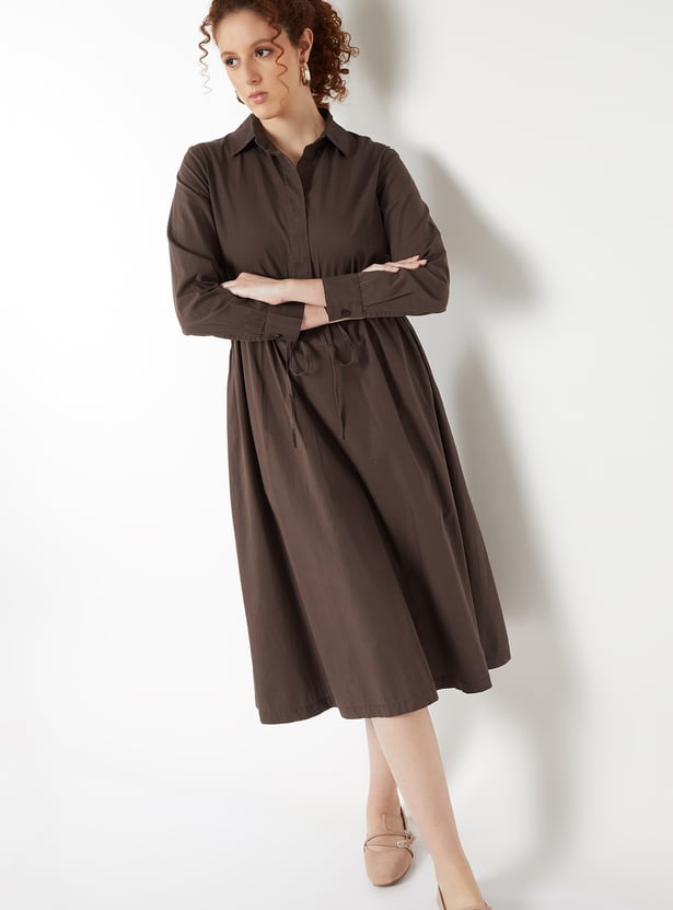 Women Solid Shirt Dress