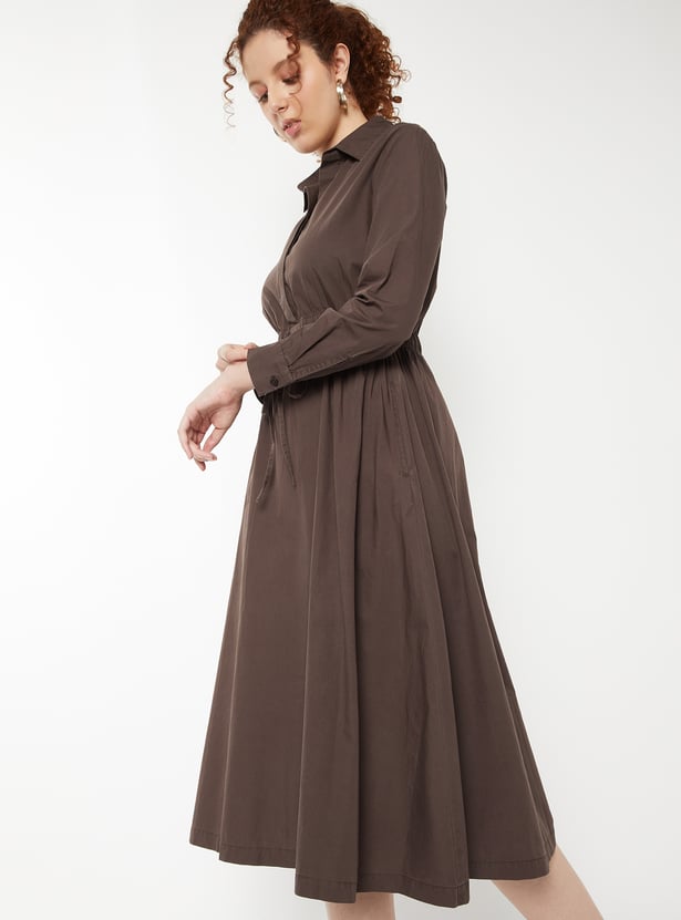 Women Solid Shirt Dress