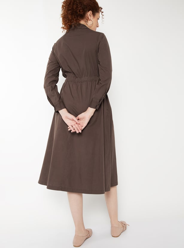 Women Solid Shirt Dress