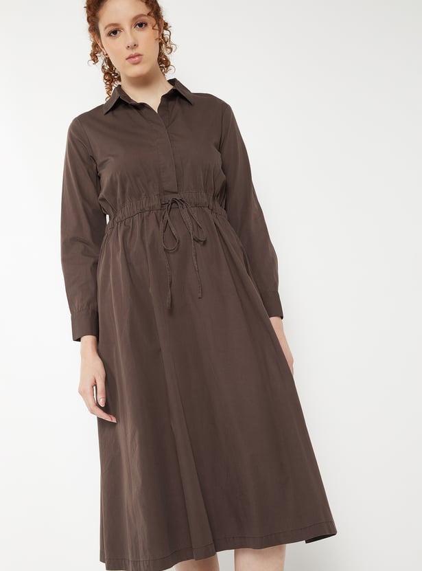Women Solid Shirt Dress