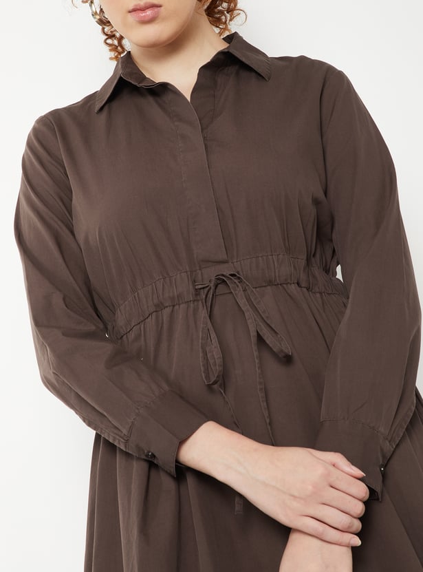 Women Solid Shirt Dress