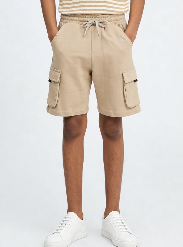 Boys Solid Cargo Shorts