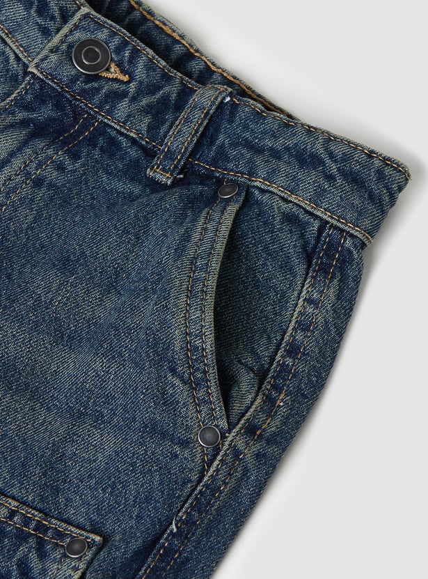 Boys Washed Loose Fit Denim Cargos