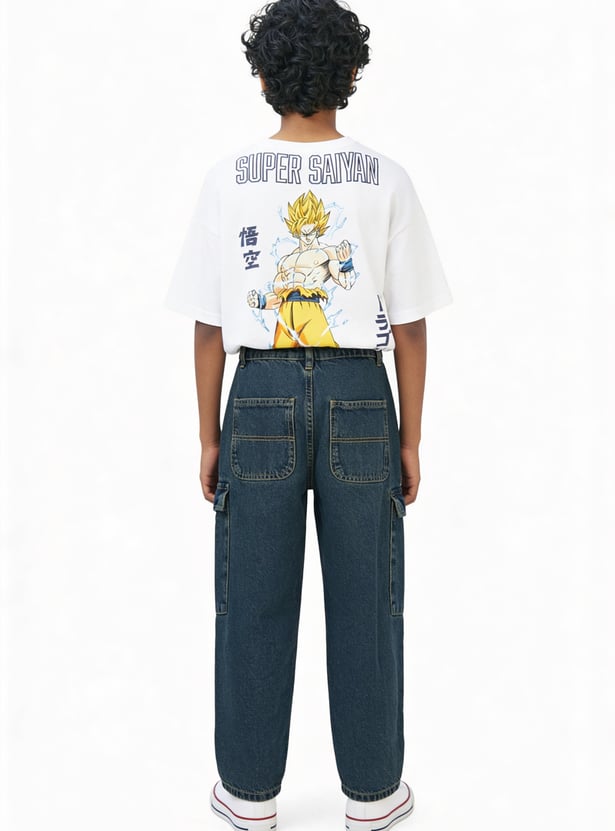 Boys Washed Loose Fit Denim Cargos