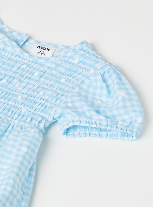 Girls Gingham Checked Top