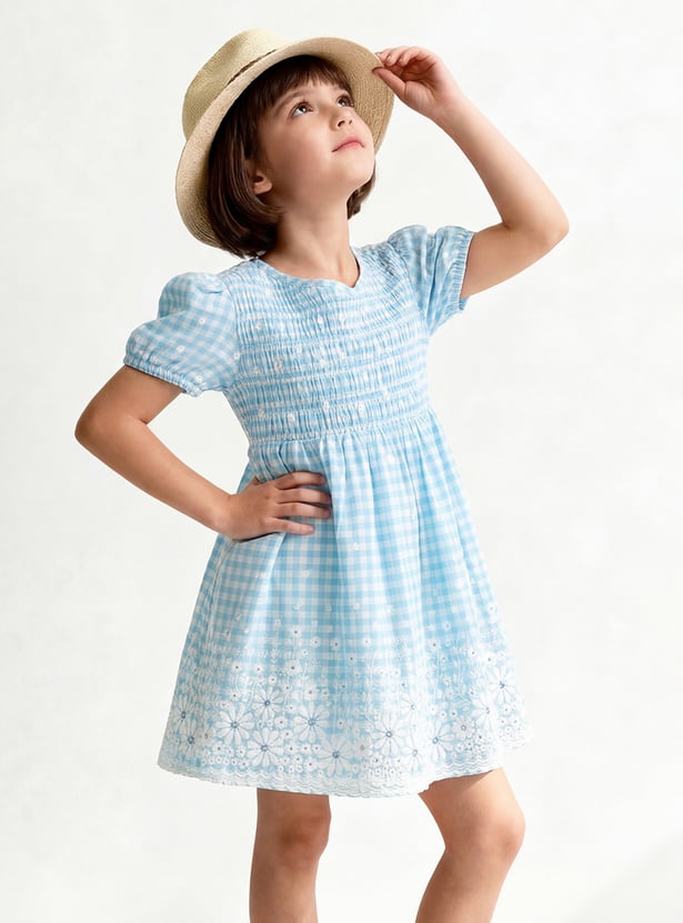 Girls Gingham Checked Top