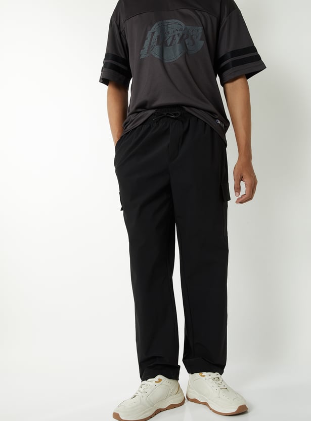 Men Solid Cargo Track Pants