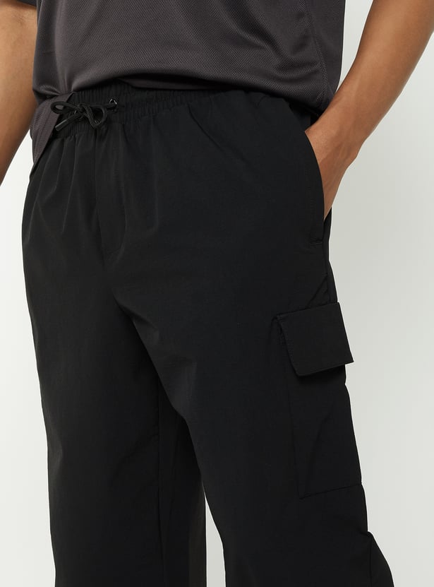 Men Solid Cargo Track Pants
