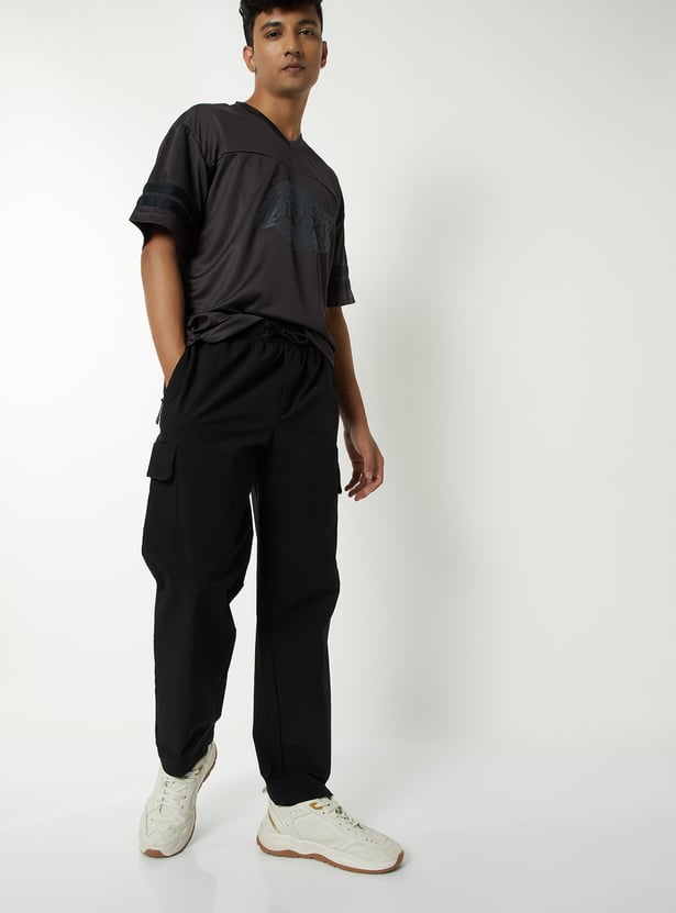 Men Solid Cargo Track Pants