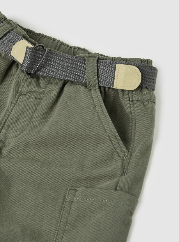 Boys Solid Regular Fit Cargos