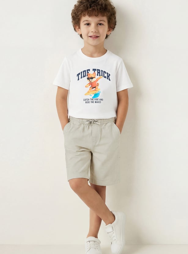 Boys Solid Woven Shorts