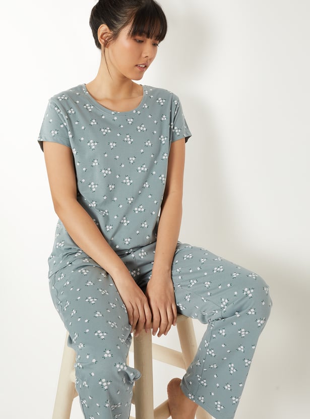 Women Floral Print PJ Set