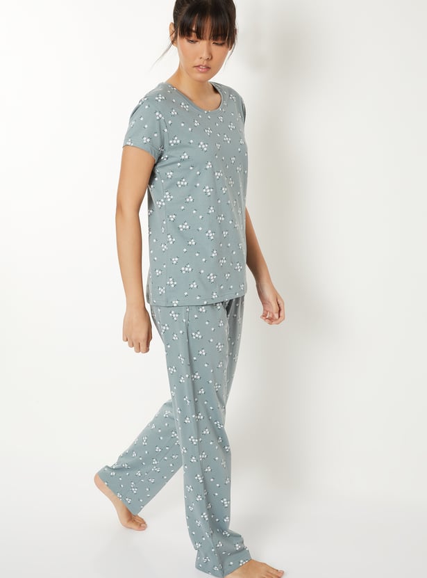 Women Floral Print PJ Set