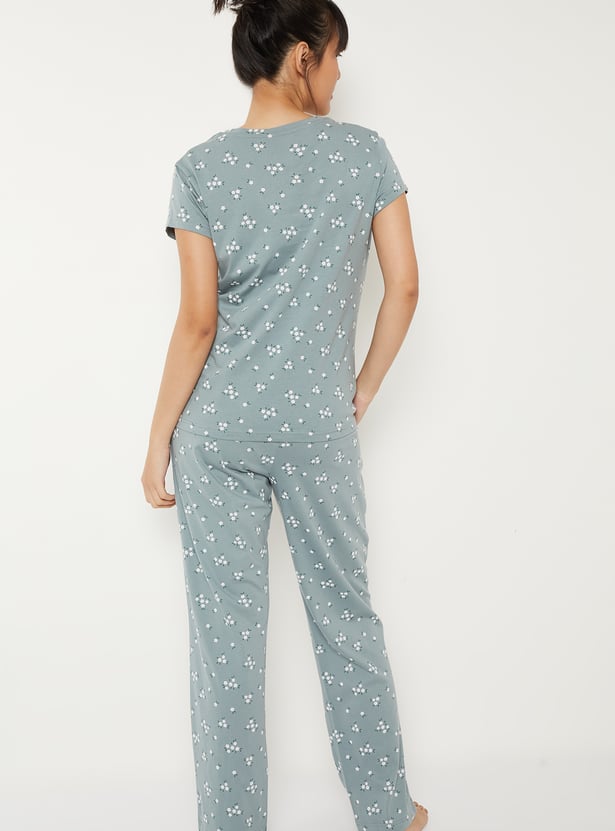 Women Floral Print PJ Set