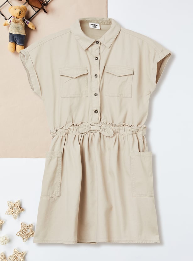 Girls Solid Shirt Dress