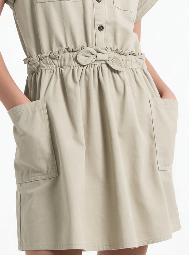 Girls Solid Shirt Dress