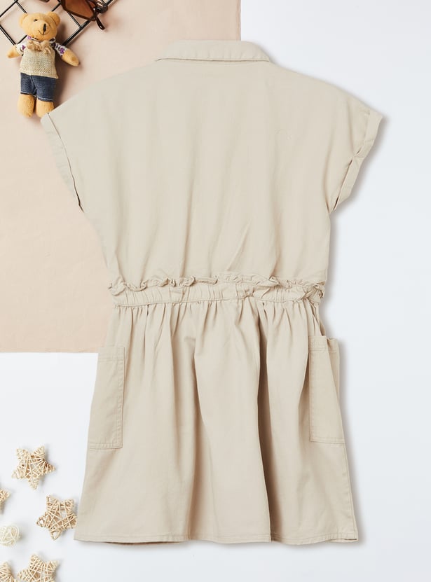 Girls Solid Shirt Dress