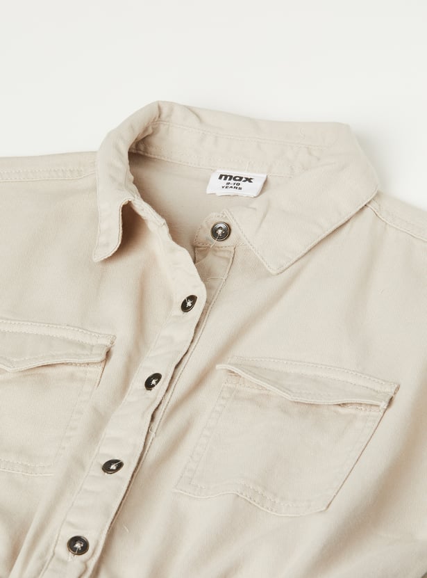 Girls Solid Shirt Dress